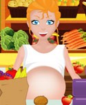 Pregnant woman in supermarket